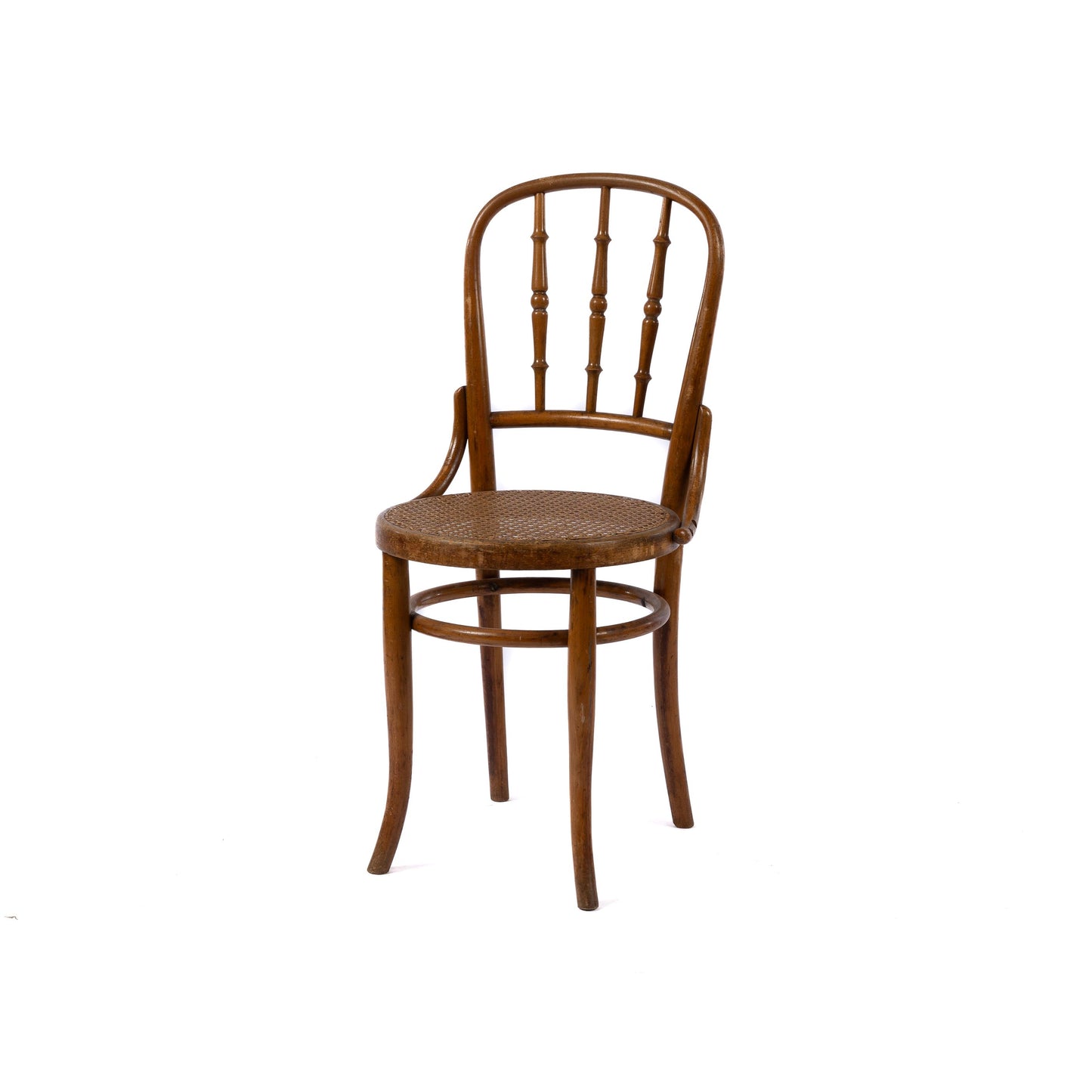 Antique French bentwood spindle back chair with cane seat