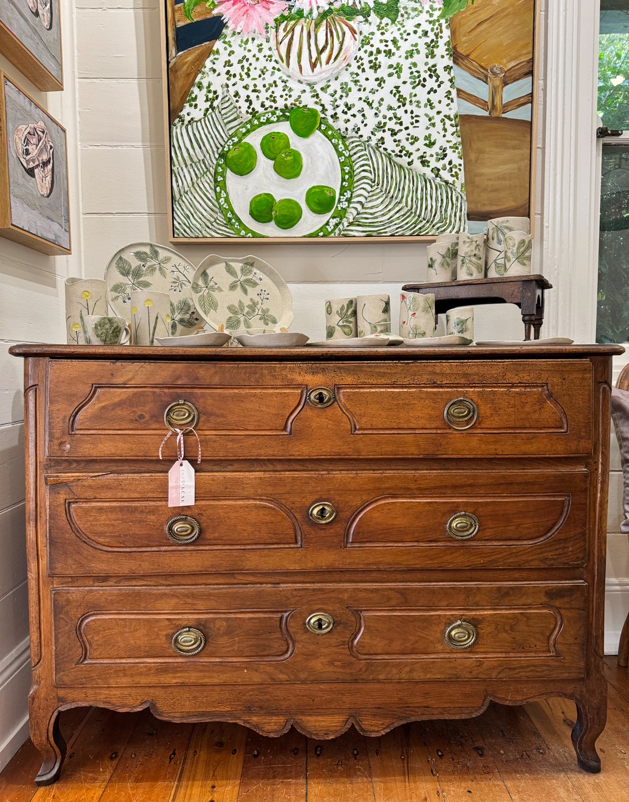 Beautiful antique French walnut commode from the French Alps