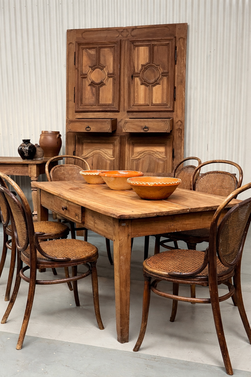 Set of 6 Antique French bentwood dining chairs with cane seats from Provence