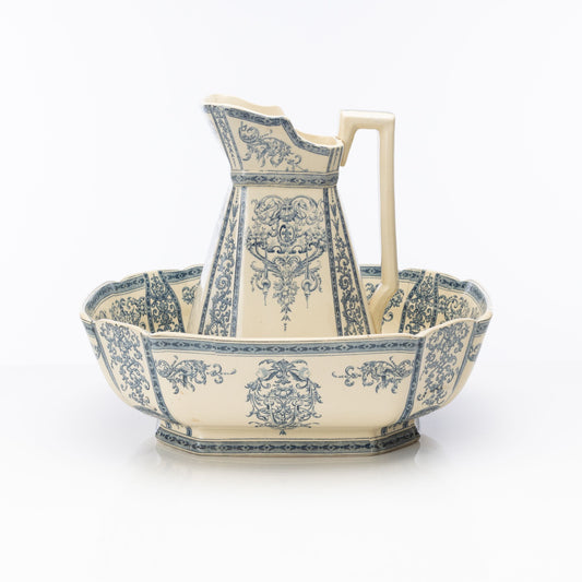 Stunning vintage French blue and white Jug and bowl from Provence