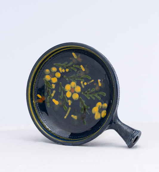 Lovely blue glazed floral hand painted tureen with handle from the French Alps