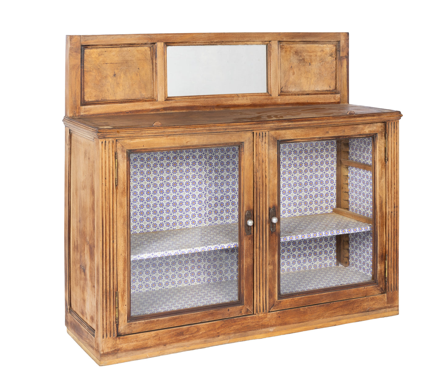 Charming Antique French vanity with glass doors and a dressing table mirror from Annecy