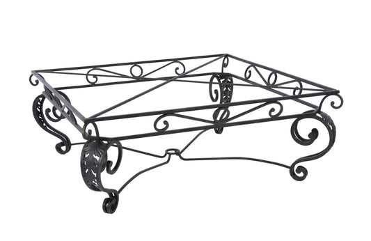 Vintage French large square wrought iron table base with lovely floral decals from Provence - would look amazing with a custom tiled mosaic top.