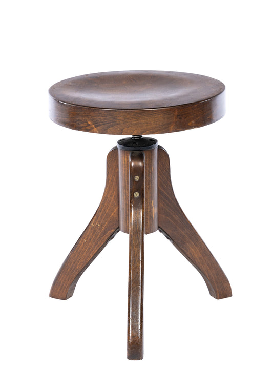 A vintage French height-adjustable milking stool with tripod legs from the Alps