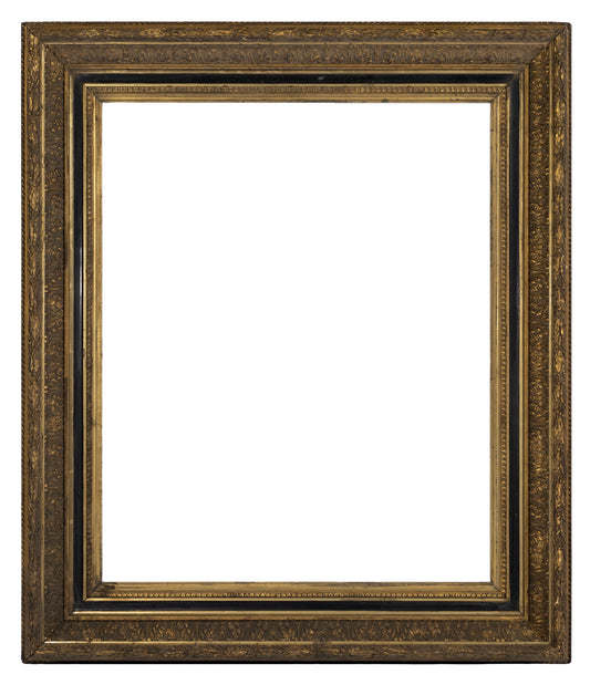 Impressive Antique French 19th Century giltwood frame, its richly carved deep moulding with dark gilded patina gives it a regal, museum quality presence