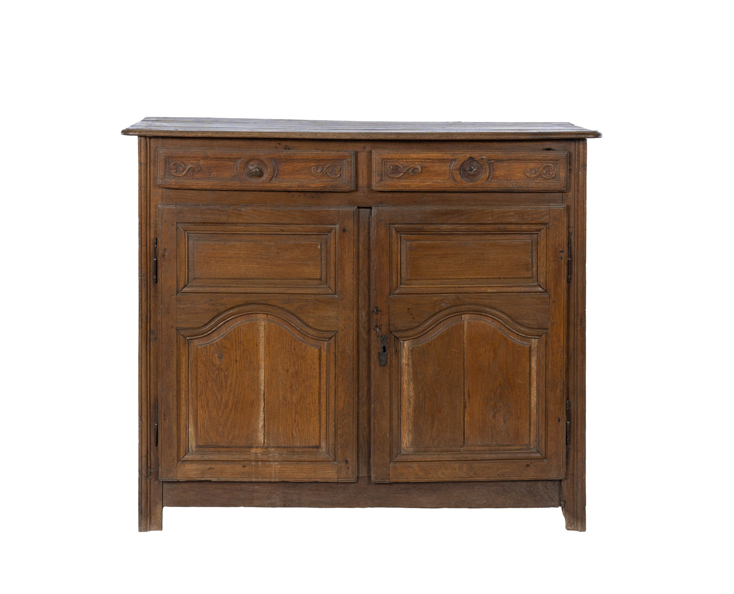 Charming 18th Century oak sideboard with delicate floral carved motifs from the French Alps.