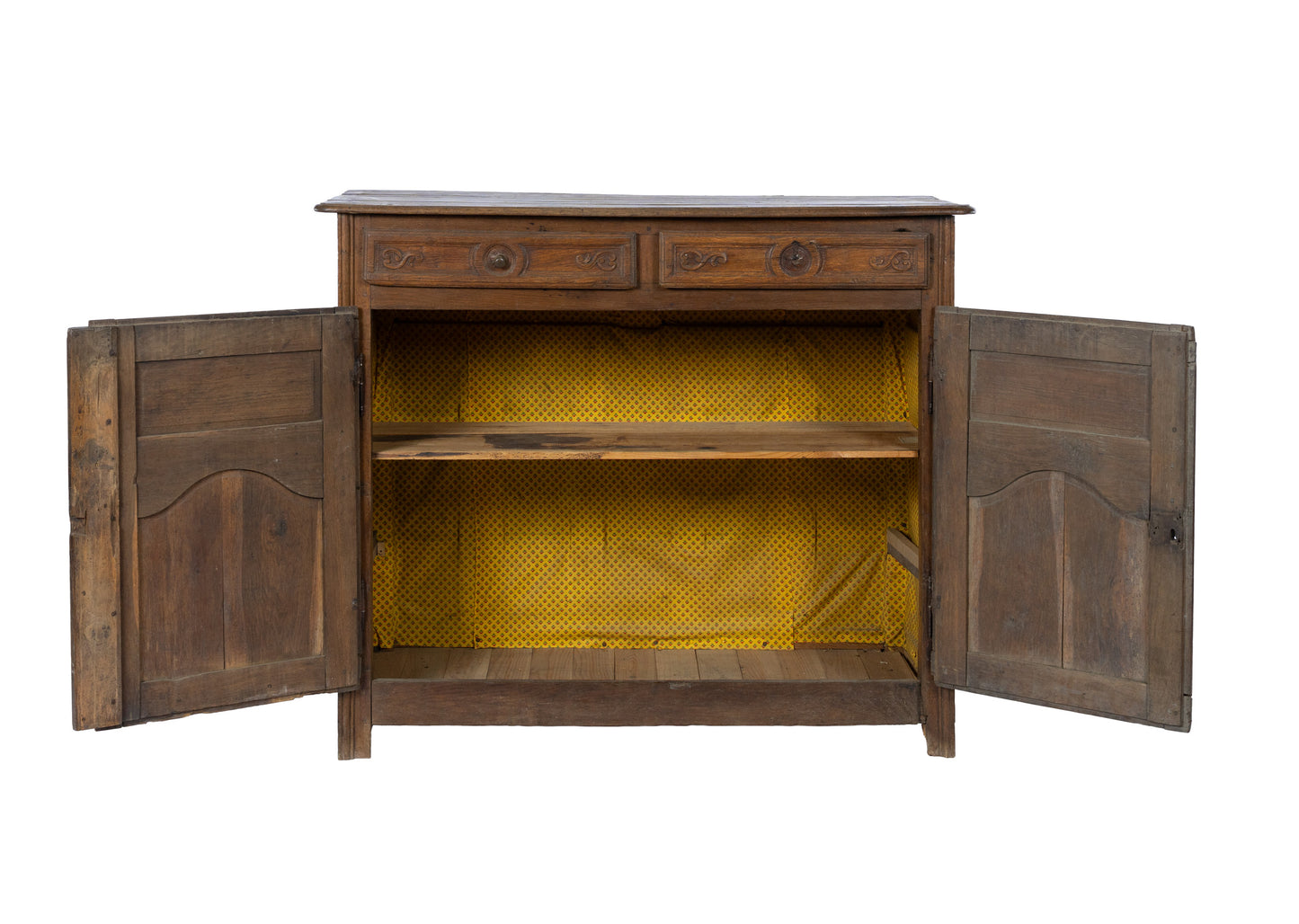 Charming 18th Century oak sideboard with delicate floral carved motifs from the French Alps.