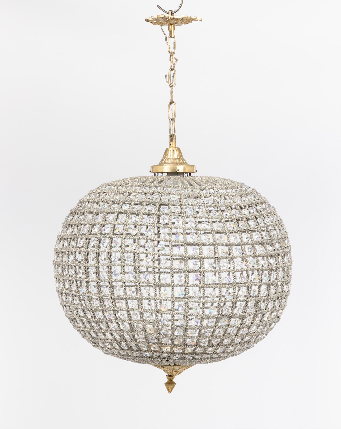 Impressive Antique Parisian Crystal Globe Chandelier