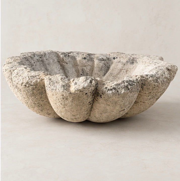Impressive Antique French Scalloped Stone basin from Provence