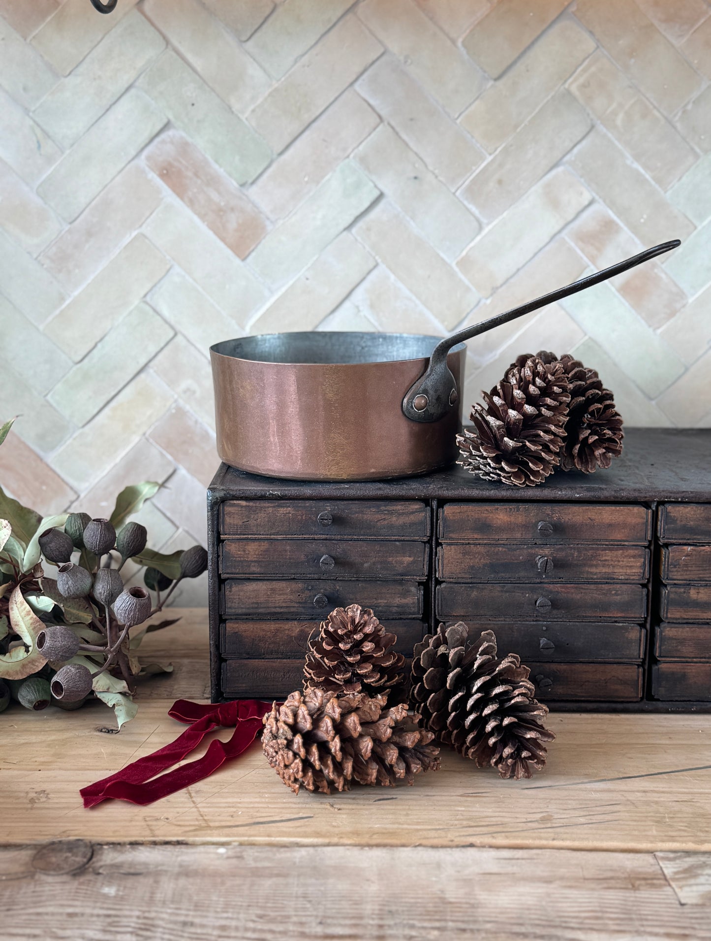 Antique French Copper saucepan from The French Alps in Holiday Gift Box – Perfect Christmas Present