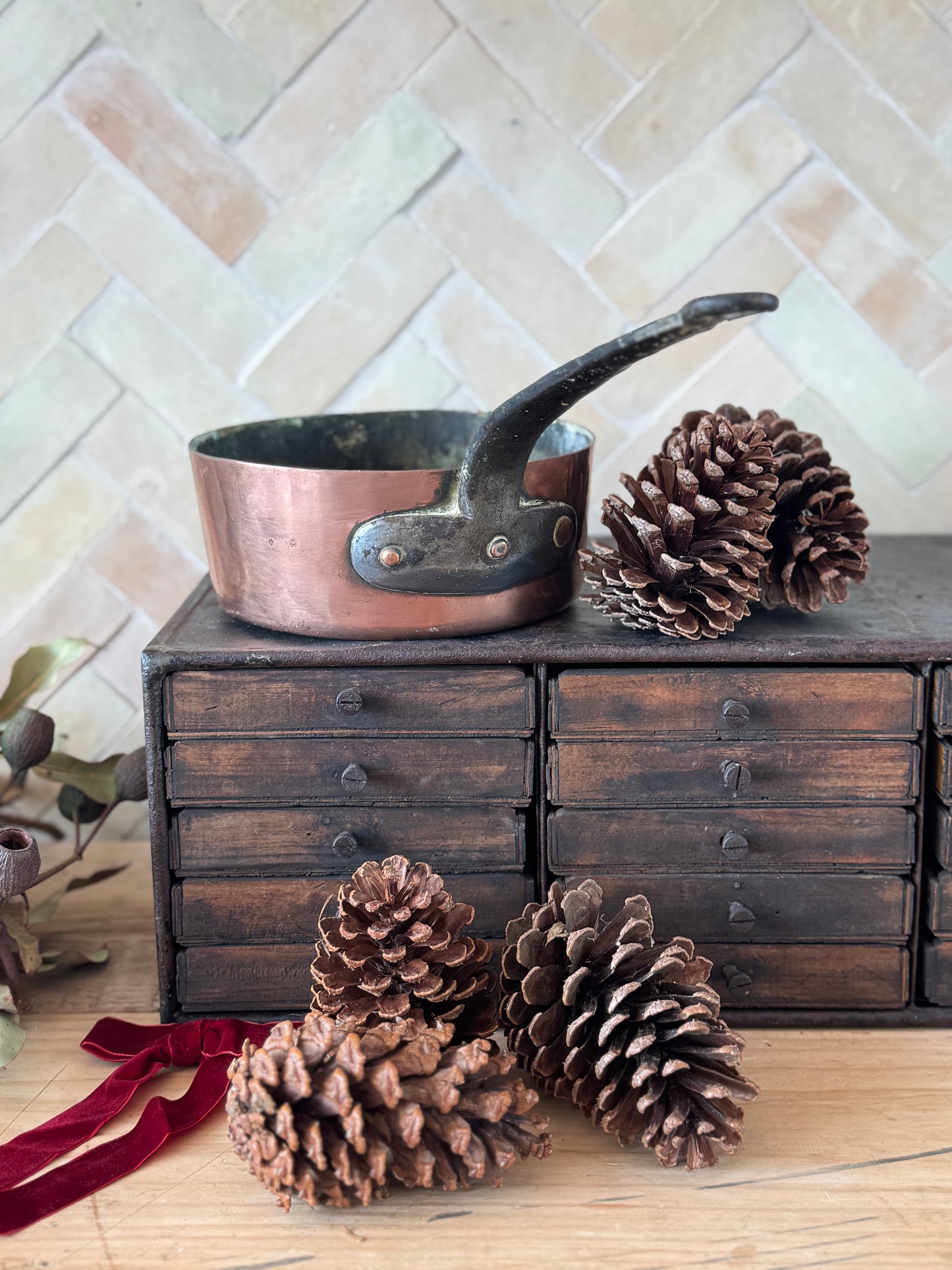 Antique French Copper saucepan from The French Alps in Holiday Gift Box – Perfect Christmas Present