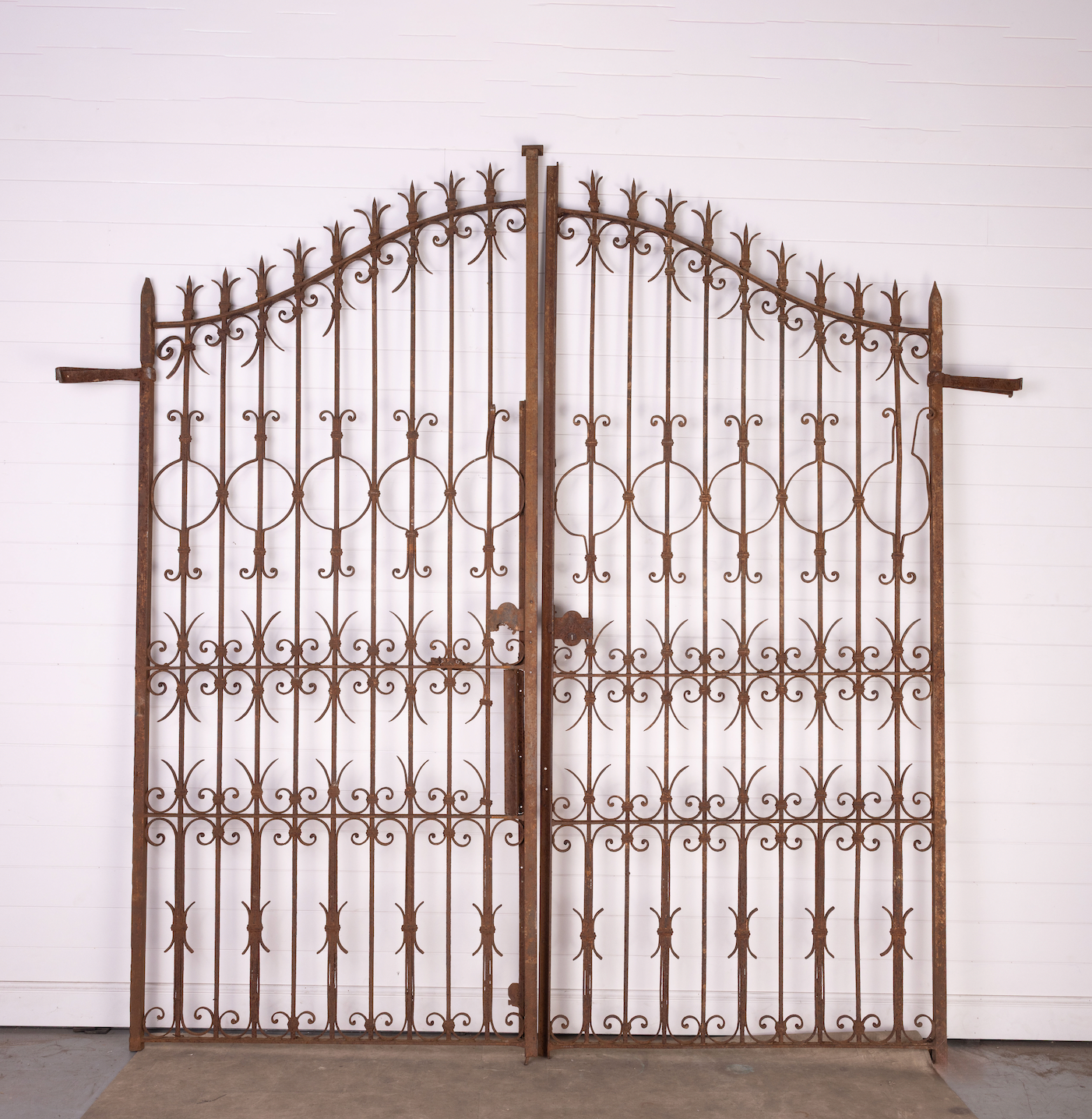 Impressive solid wrought iron chateau gates from Provence with all original hardware