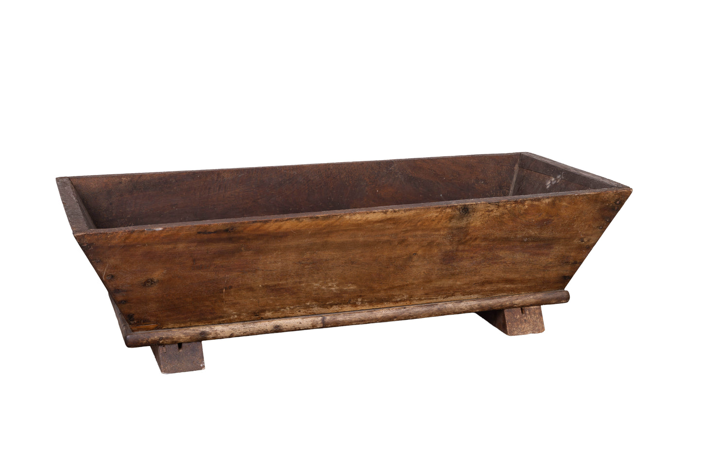 Vintage French solid timber Alpine Trough on castors from the French Alps
