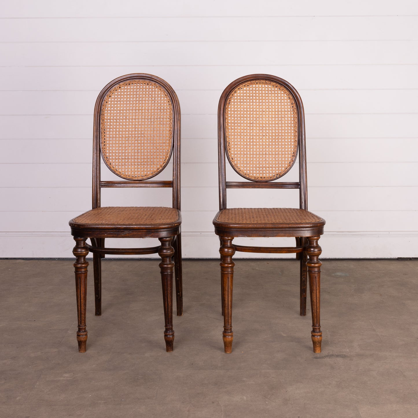 Set of 5 Antique French cane salon dining chairs from Provence