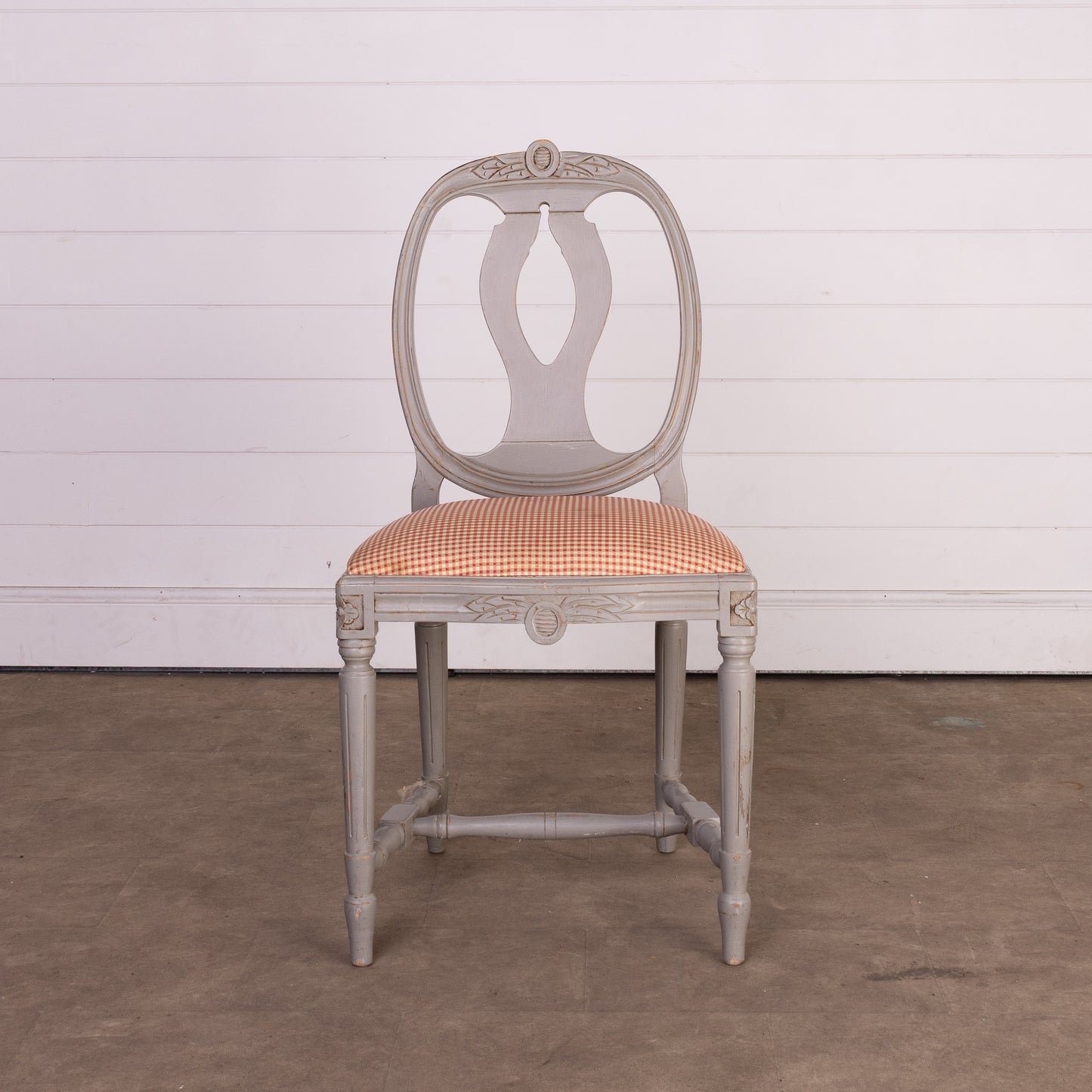 Vintage French dining chair with 'Vichy' seat from Provence