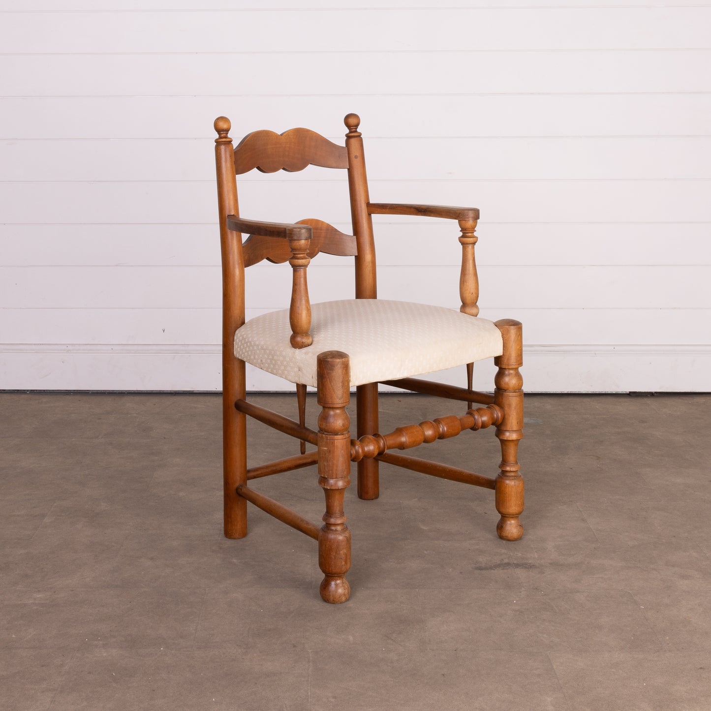 Lovely cream upholstered Provencial armchair from an estate near Nyons