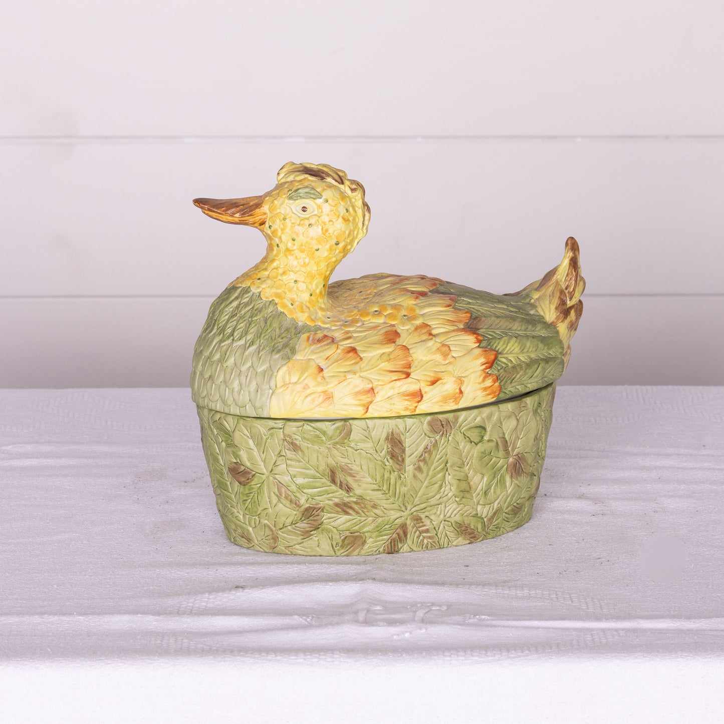 Vintage French 'Canard' porcelain Duck terrine from Provence signed 'Chaumette'