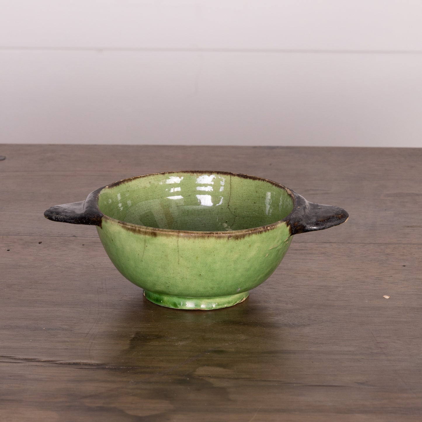 Vintage French green glazed bowl from Provence