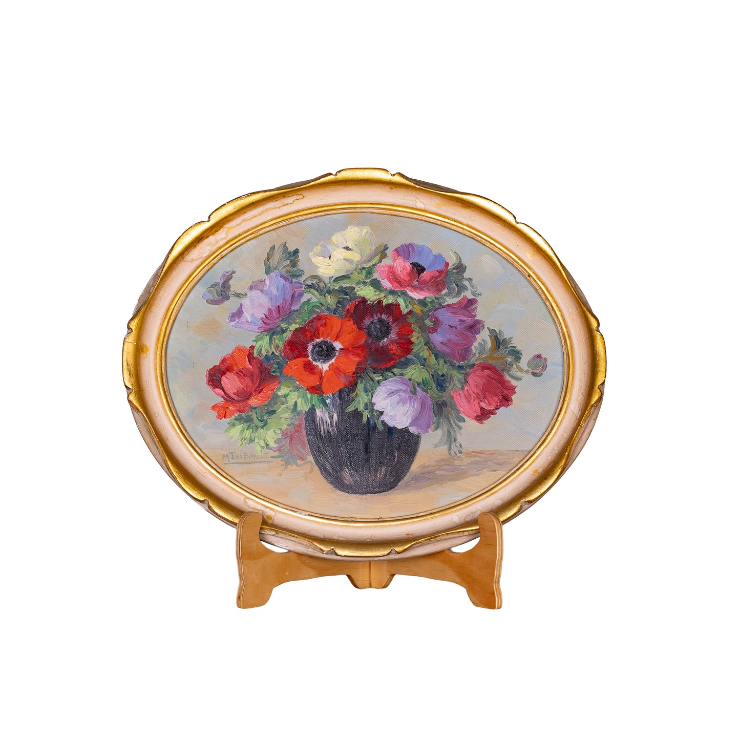 Charming vintage French still life floral oil painting from Provence