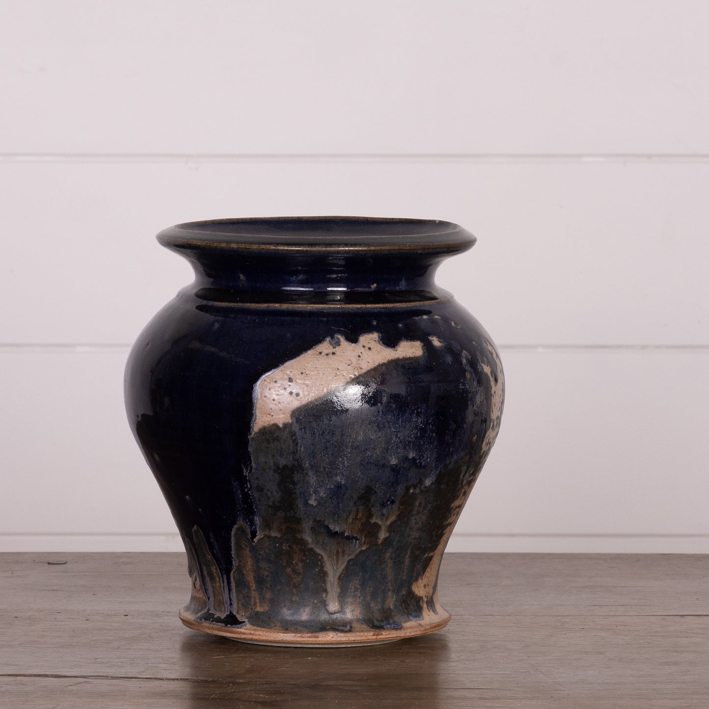 Lovely unusual black part glazed urn from Provence