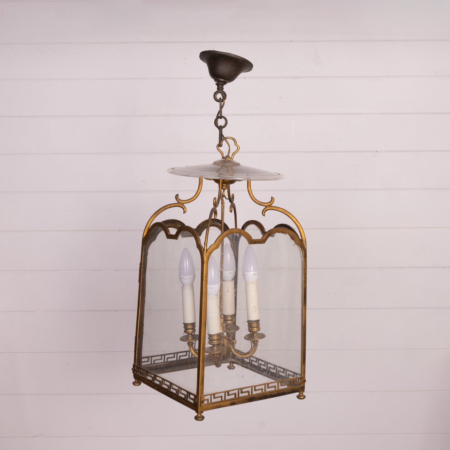 Vintage French glass box light pendant from Provence
