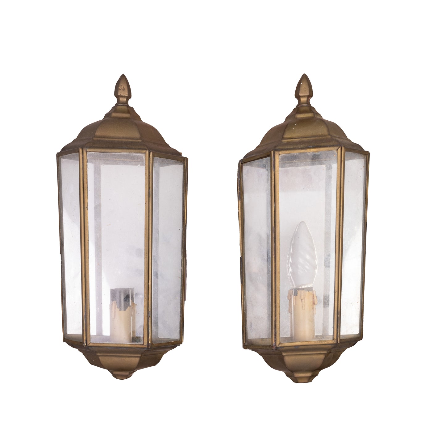 Pair of Glass wall lanterns from Provence. Requires rewiring