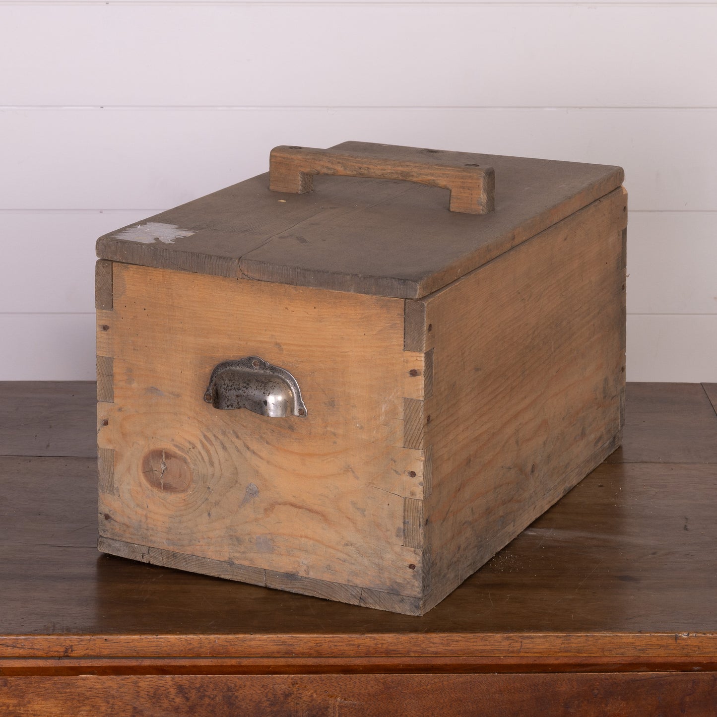Vintage French Timber Filing Box with handle from the Alps