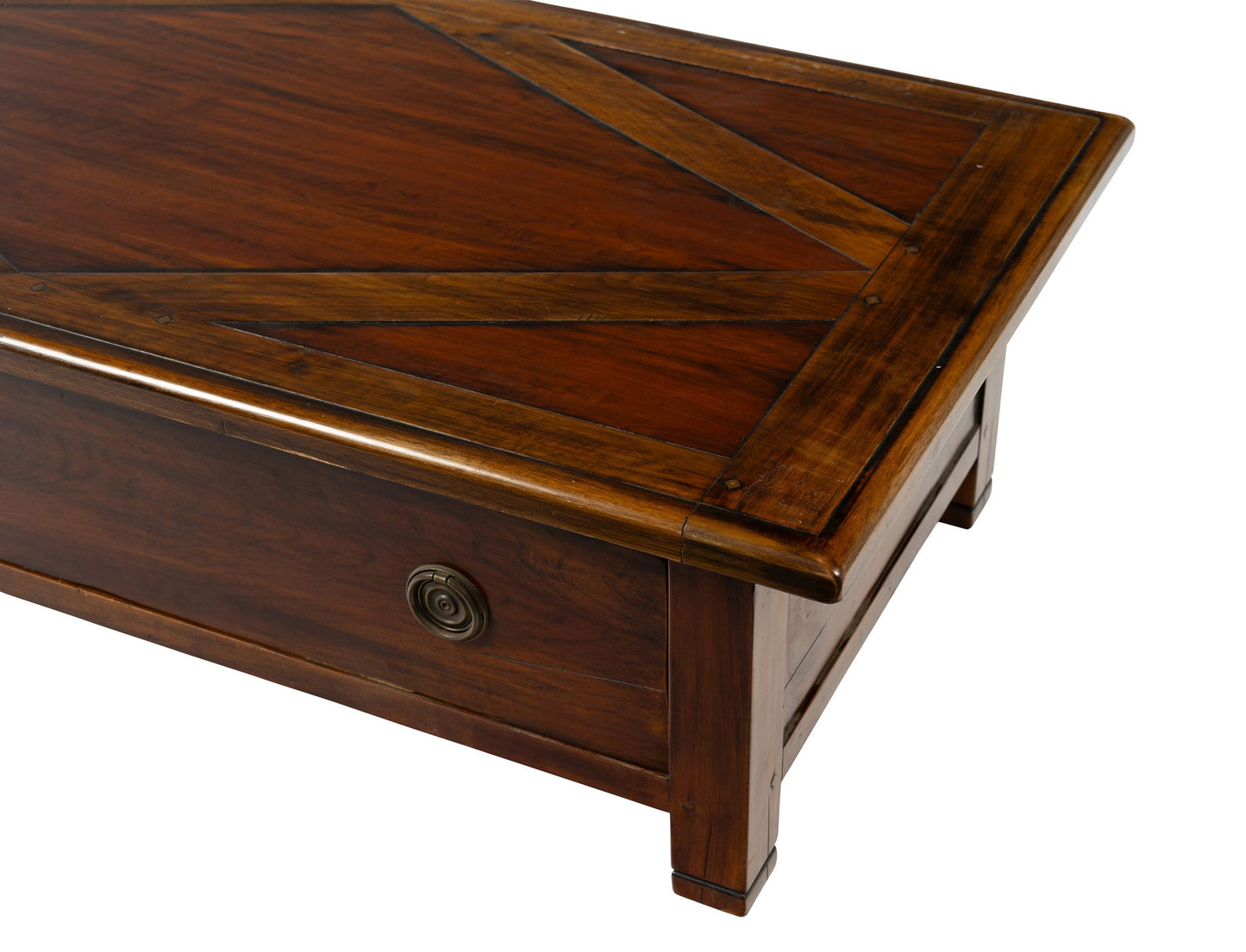 Solid Antique French Coffee table with parquetry top and large drawer from Provence
