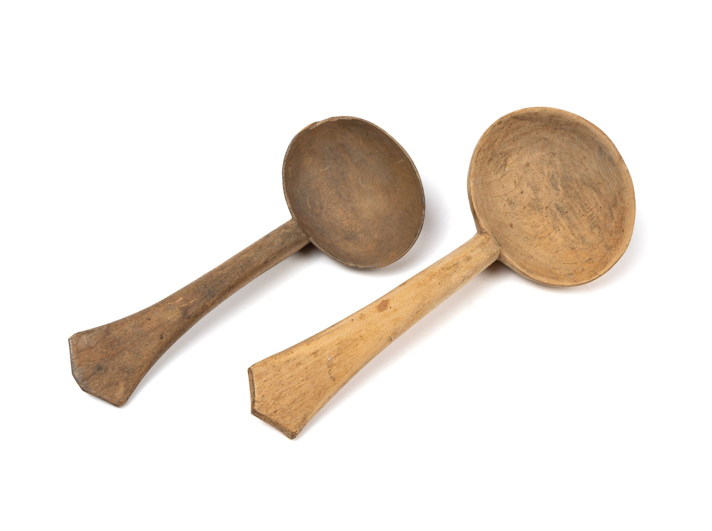 A lovely pair of hand carved timber serving spoons from the French Alps.