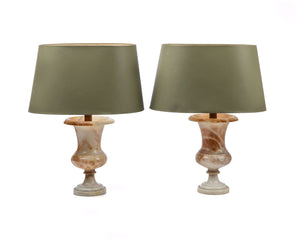 A pair of lovely vintage French table lights with impressive marble bases. Discovered in Annecy.