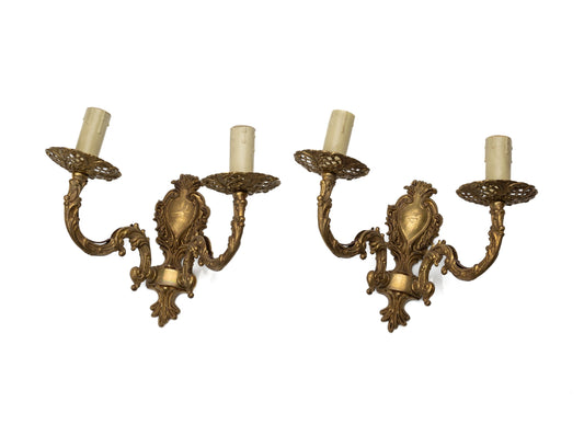 Vintage French brass wall sconces from The French Alps