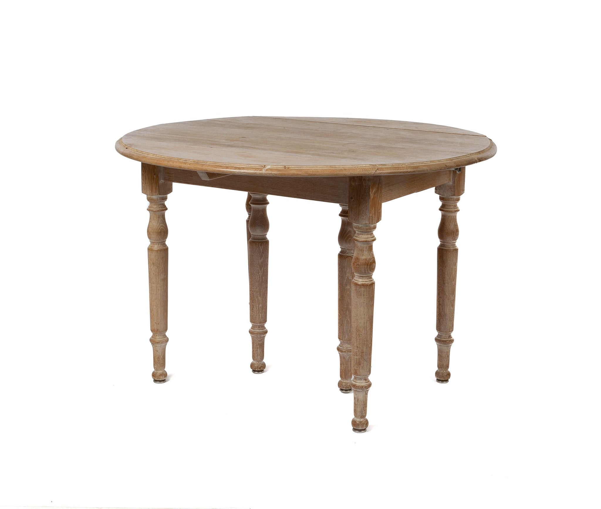 Beautiful vintage French circular dining table with fold down sides from Provence