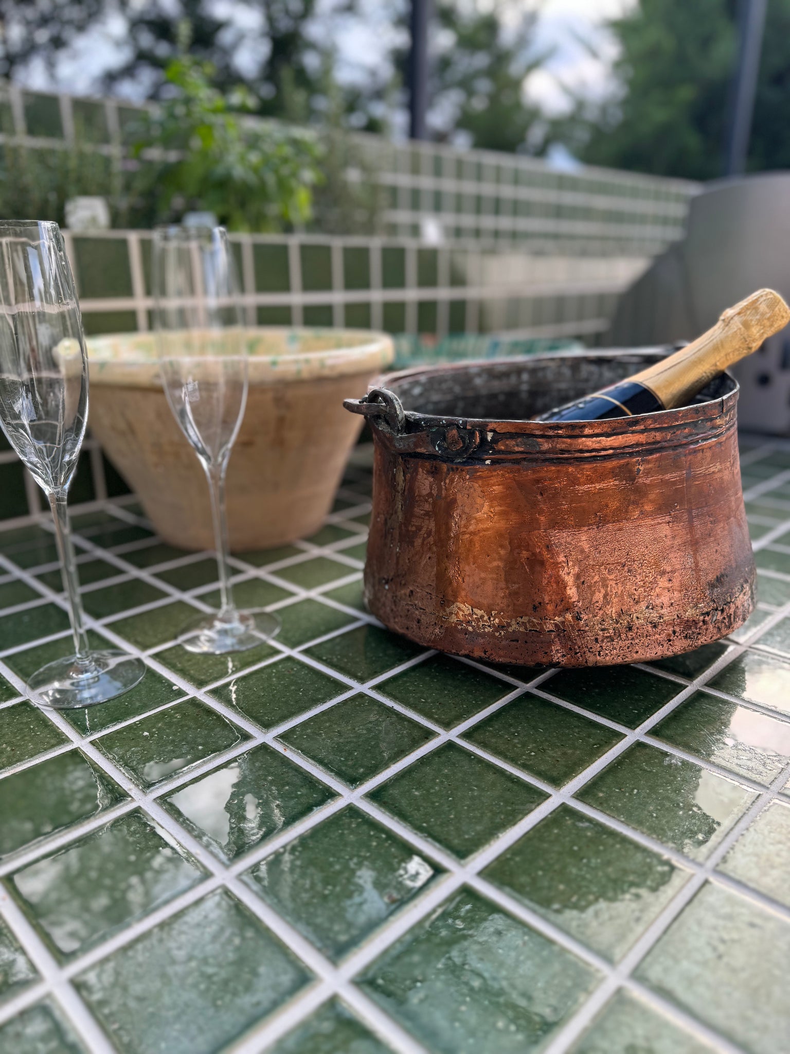 Beautiful Antique French Copper Champagne Bucket from the French Alps