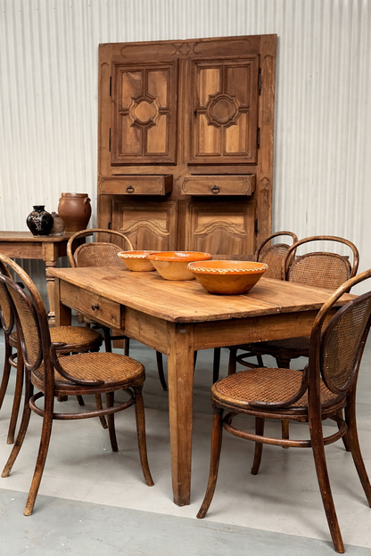Set of 6 Antique French bentwood dining chairs with cane seats from Provence
