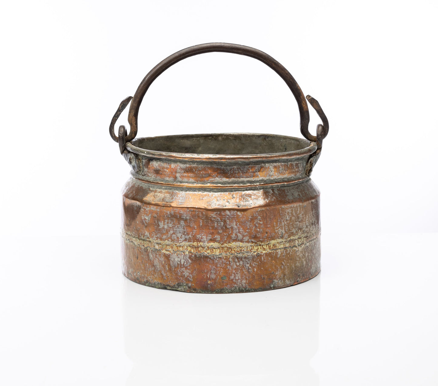 Antique French Copper Cauldron with swing handle from the French Alps