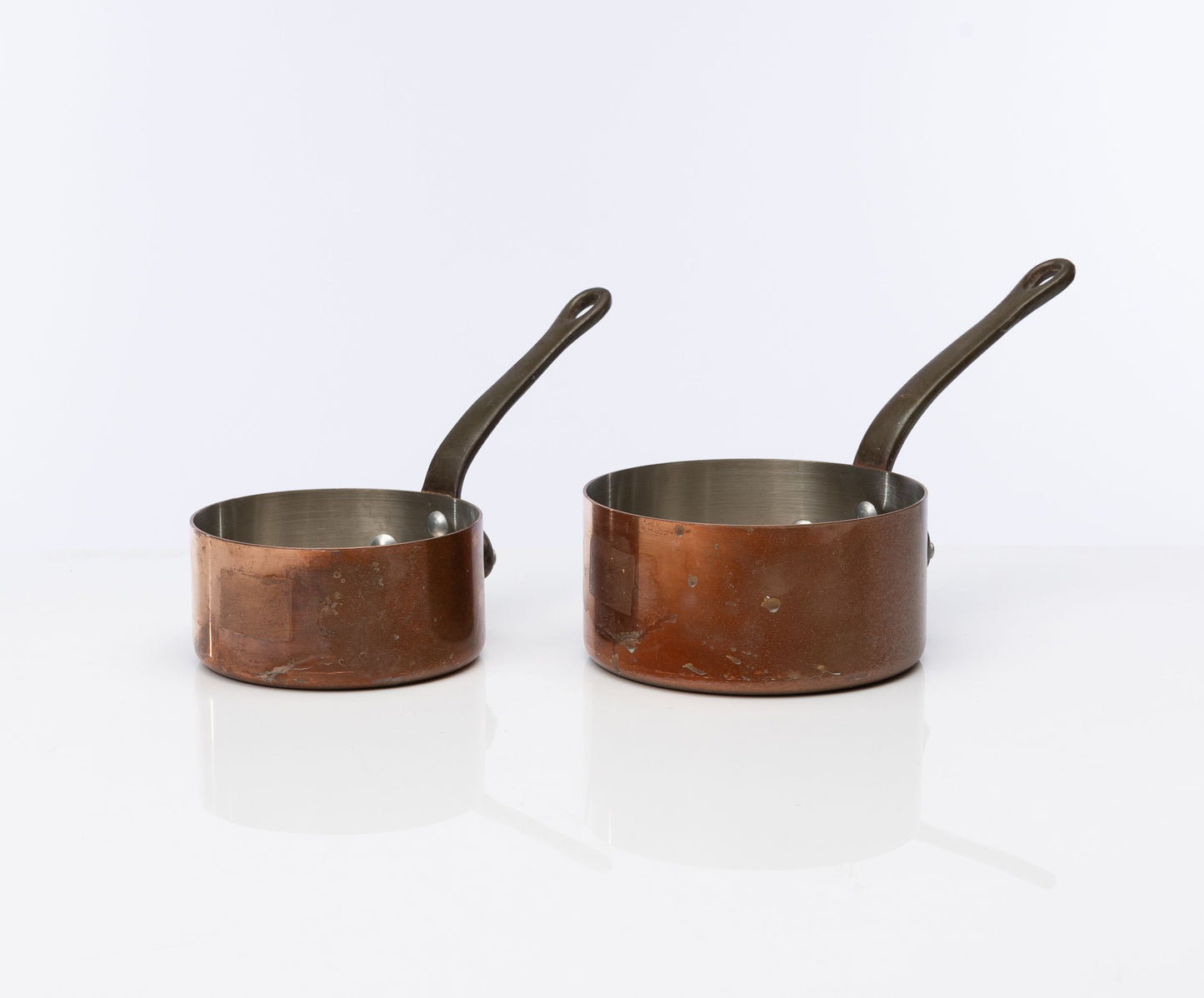 Set of 2 Vintage French Copper Pots from the Haute Savoie