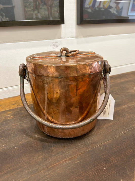 Incredible Antique French Copper Bucket with Beautiful Swing Handle