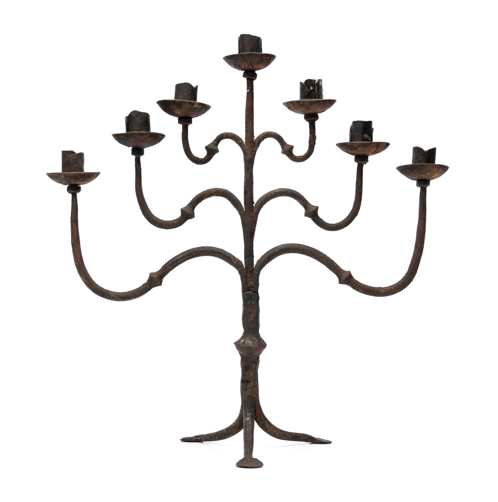 Fabulous 19th century French forged steel candelabra from estate in The French Alps