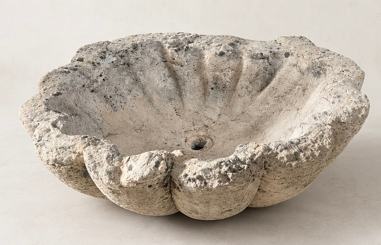 Impressive Antique French Scalloped Stone basin from Provence