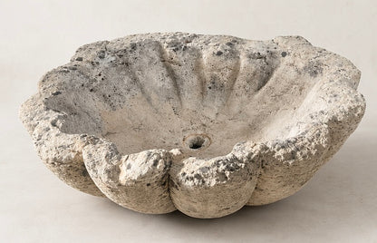 Impressive Antique French Scalloped Stone basin from Provence