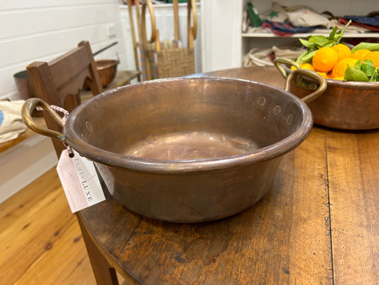 Antique French Solid and Large Jam Basin with lovely Brass Handles from the French Alps