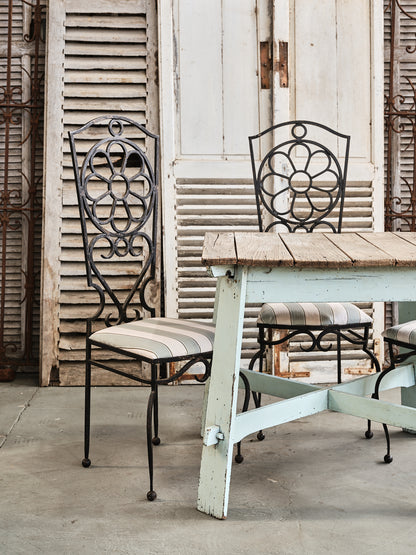 Set of 6 heavy, high quality and collectible mid-century wrought iron chairs - likely from the 1950's-1960's excluding a blend of Art Nouveau and Mediterranean revival style and found in Provence