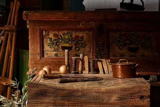 Impressive 18th century antique French '1798' Handpainted Alpine Folk Trunk from Chamonix