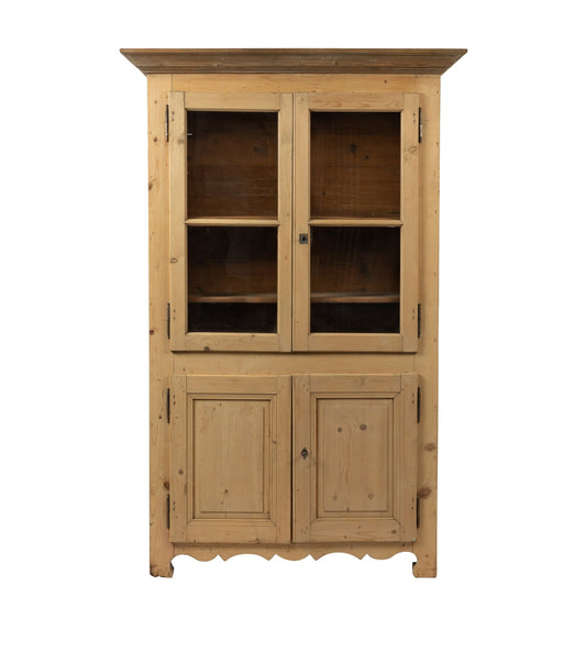 Vintage French Pine ‘bibliotheque’ with glass doors and able storage from Provence