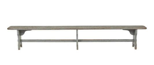 Vintage French Provençal Long Grey Painted timber Bench