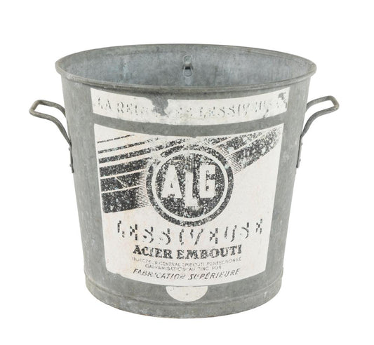 Antique French Zinc Bucket with Twin Handles from Provence