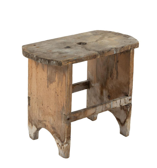 Charming Vintage Pine Savoyard Stool