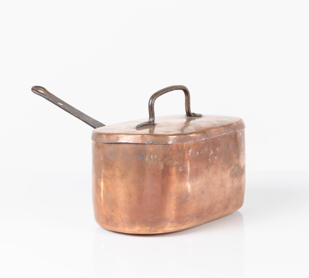 Rare French Large Rectangular Copper Pan with lid and handle from Provence