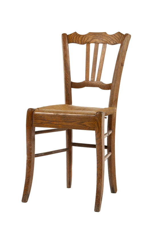 Vintage French Chair with Rush Seat from the Haute Savoie region,