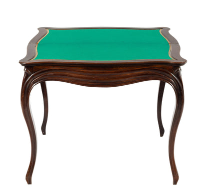 Elegant 20th century French side table with fold out felted Game Table. Discovered in Paris.